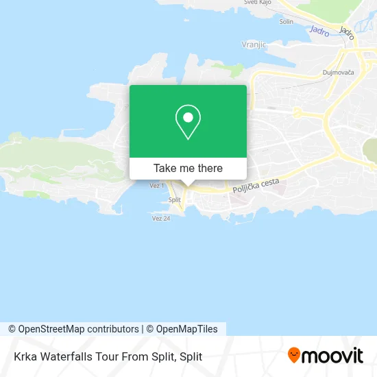 Krka Waterfalls Tour From Split map