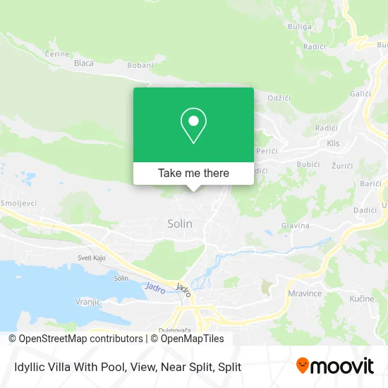 Idyllic Villa With Pool, View, Near Split map