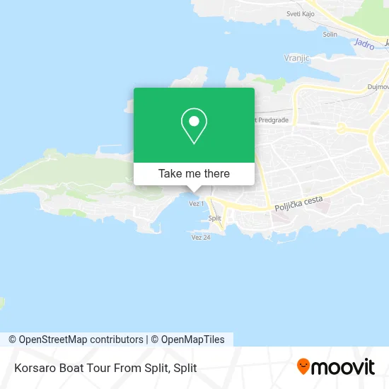 Korsaro Boat Tour From Split map