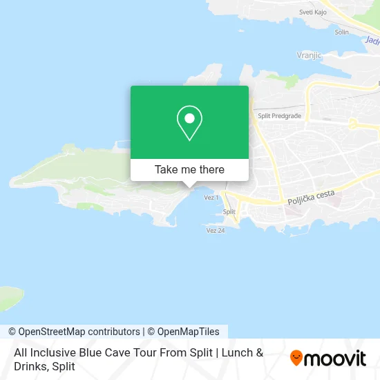 All Inclusive Blue Cave Tour From Split | Lunch & Drinks map
