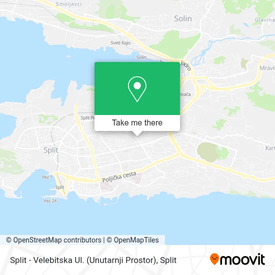 Split - Velebitska Ul. (Unutarnji Prostor) map