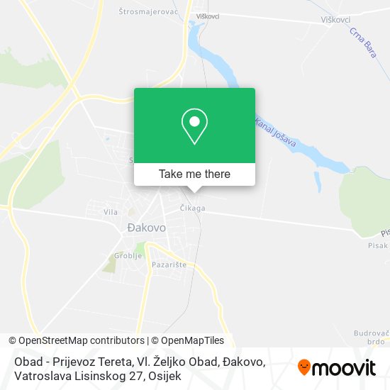 Obad - Prijevoz Tereta, Vl. Željko Obad, Đakovo, Vatroslava Lisinskog 27 map