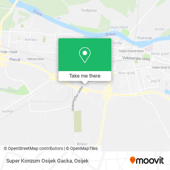 Super Konzum Osijek Gacka map