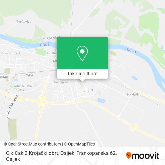 Cik-Cak 2 Krojački obrt, Osijek, Frankopanska 62 map