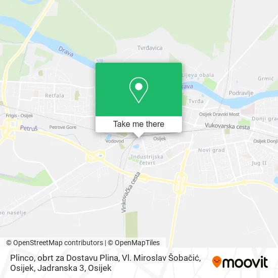 Plinco, obrt za Dostavu Plina, Vl. Miroslav Šobačić, Osijek, Jadranska 3 map