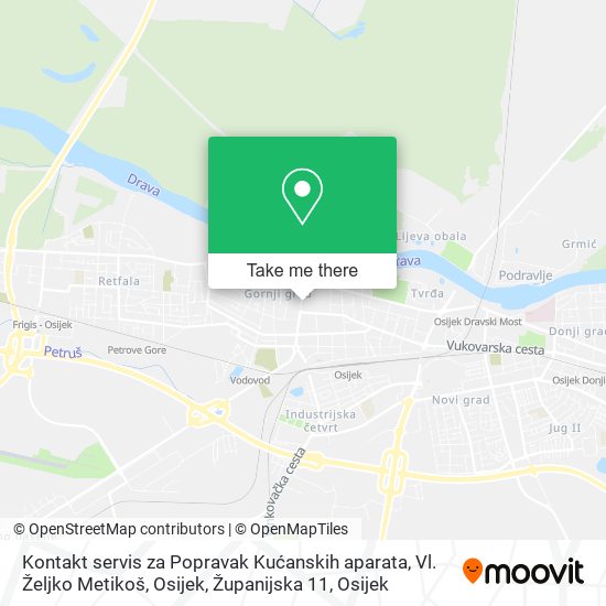Kontakt servis za Popravak Kućanskih aparata, Vl. Željko Metikoš, Osijek, Županijska 11 map