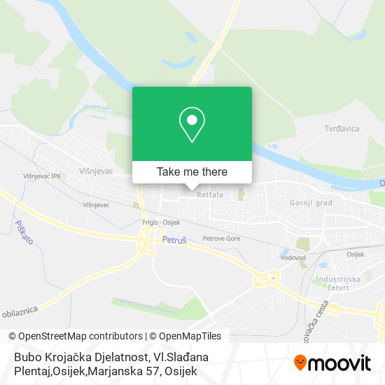 Bubo Krojačka Djelatnost, Vl.Slađana Plentaj,Osijek,Marjanska 57 map
