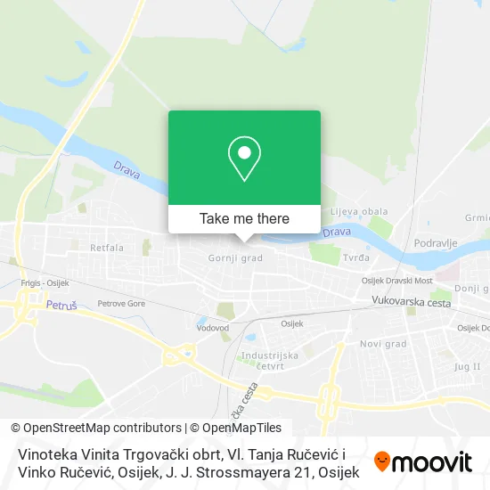 Vinoteka Vinita Trgovački obrt, Vl. Tanja Ručević i Vinko Ručević, Osijek, J. J. Strossmayera 21 map