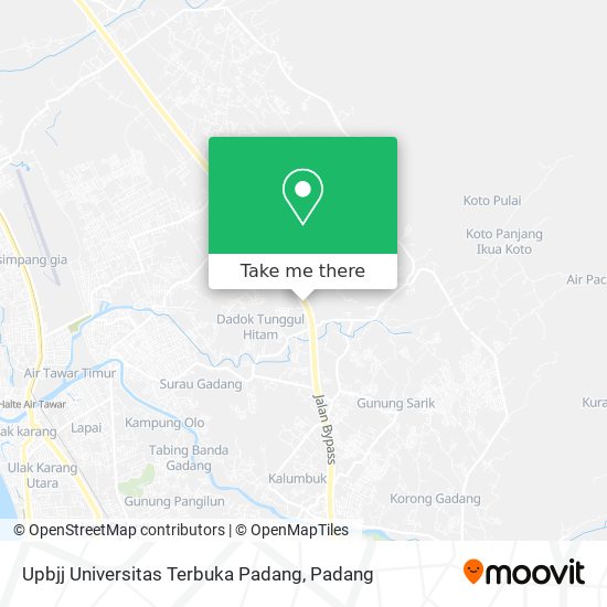 Upbjj Universitas Terbuka Padang map
