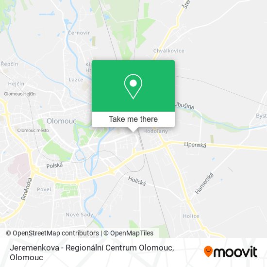 Jeremenkova - Regionální Centrum Olomouc map