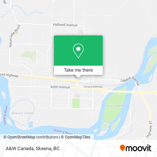 A&W Canada map