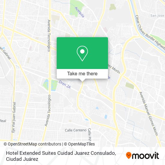 Hotel Extended Suites Cuidad Juarez Consulado map