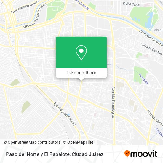 Paso del Norte y El Papalote map