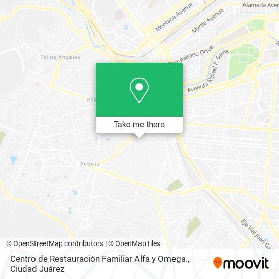 Mapa de Centro de Restauración Familiar Alfa y Omega.