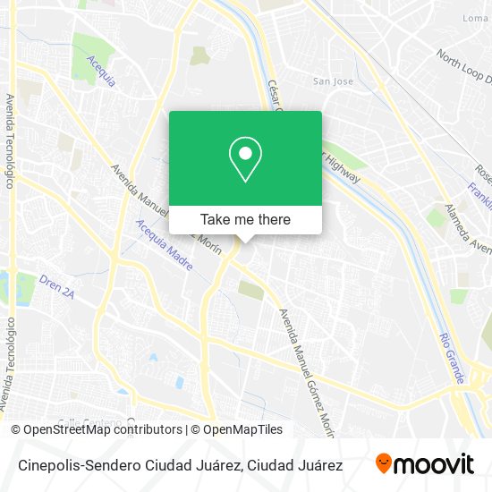 Cinepolis-Sendero Ciudad Juárez map