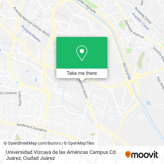 Mapa de Universidad Vizcaya de las Américas Campus Cd. Juárez