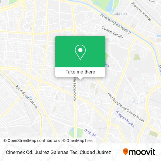 Cinemex Cd. Juárez Galerías Tec map