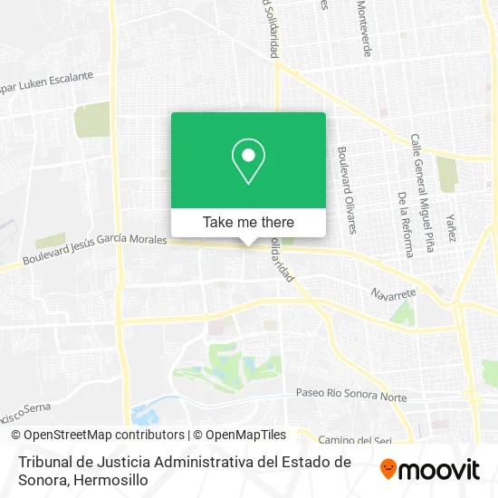 Mapa de Tribunal de Justicia Administrativa del Estado de Sonora