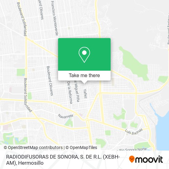 Mapa de RADIODIFUSORAS DE SONORA, S. DE R.L. (XEBH-AM)