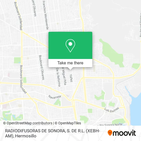 RADIODIFUSORAS DE SONORA, S. DE R.L. (XEBH-AM) map