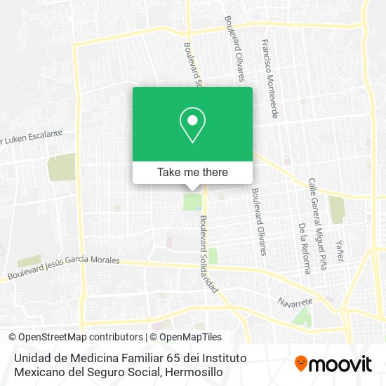 Mapa de Unidad de Medicina Familiar 65 dei Instituto Mexicano del Seguro Social