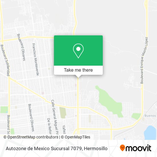 Mapa de Autozone de Mexico Sucursal 7079