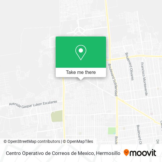 Mapa de Centro Operativo de Correos de Mexico