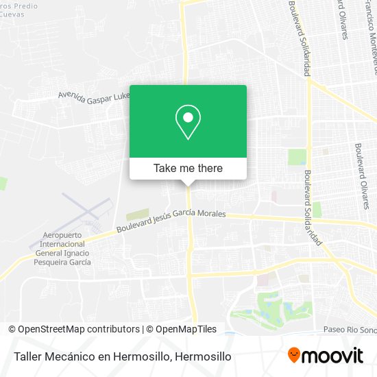 Mapa de Taller Mecánico en Hermosillo