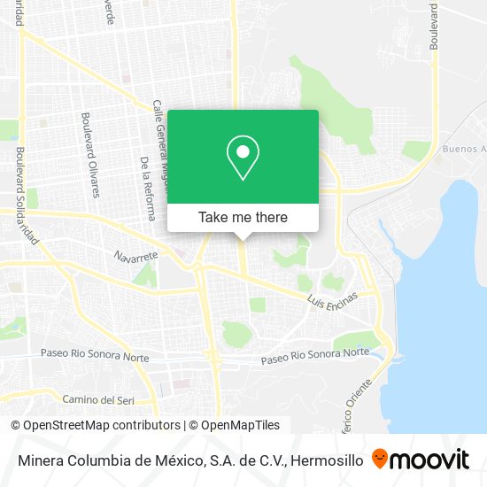 Mapa de Minera Columbia de México, S.A. de C.V.