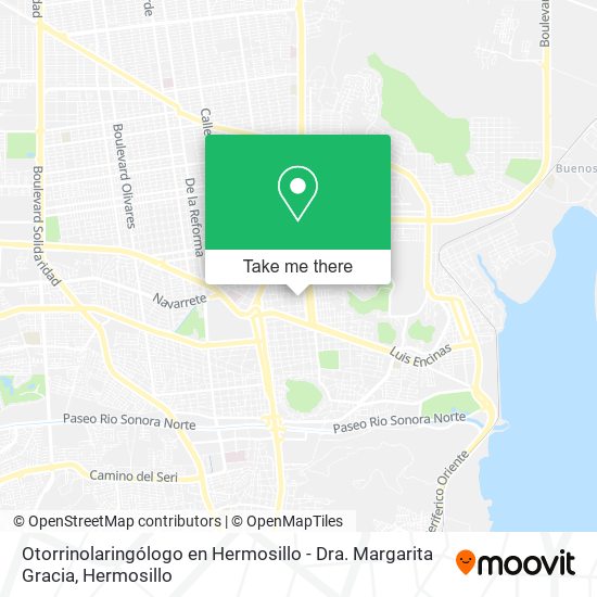 Mapa de Otorrinolaringólogo en Hermosillo - Dra. Margarita Gracia