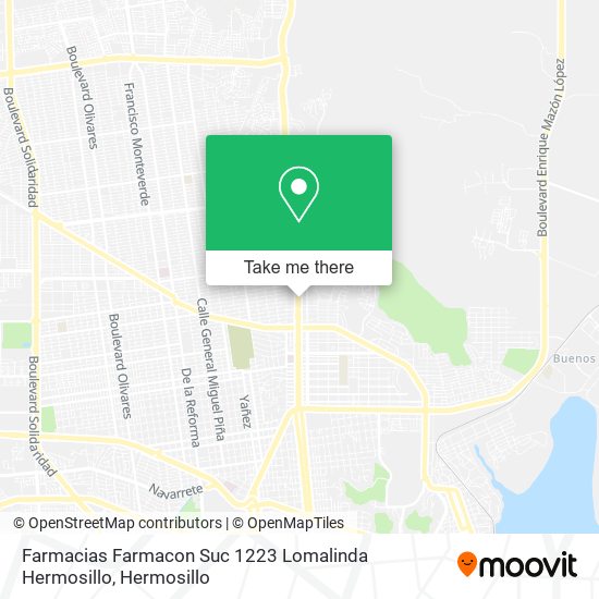 Mapa de Farmacias Farmacon Suc 1223 Lomalinda Hermosillo