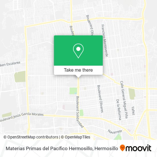 Mapa de Materias Primas del Pacífico Hermosillo