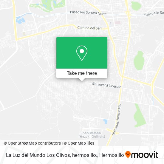 Mapa de La Luz del Mundo Los Olivos, hermosillo.