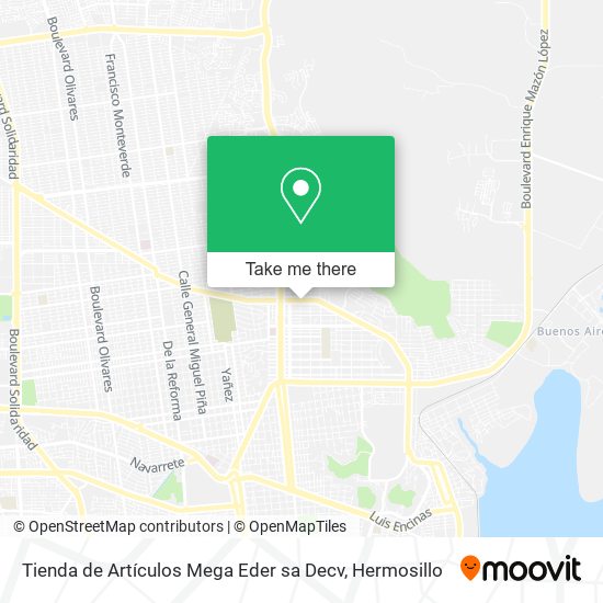 Mapa de Tienda de Artículos Mega Eder sa Decv