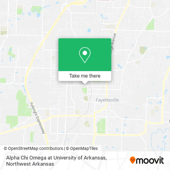 Alpha Chi Omega at University of Arkansas map