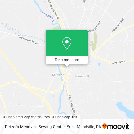 Detzel's Meadville Sewing Center map