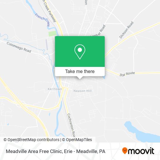 Meadville Area Free Clinic map