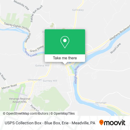 Mapa de USPS Collection Box - Blue Box