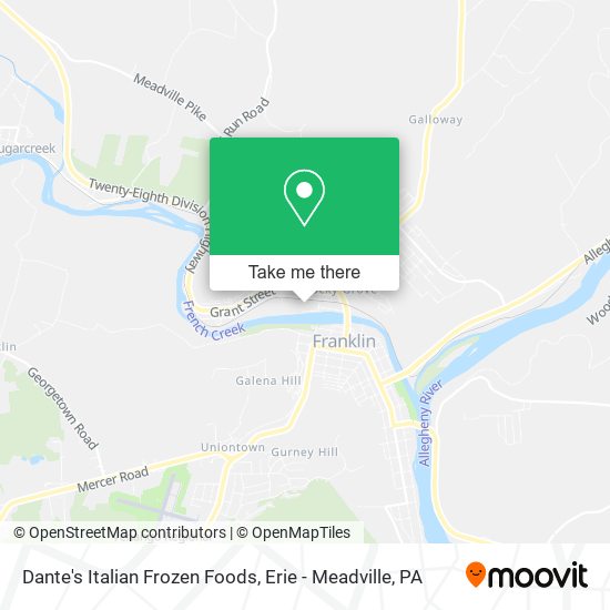 Dante's Italian Frozen Foods map