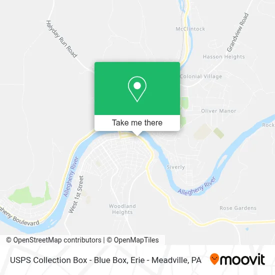 Mapa de USPS Collection Box - Blue Box