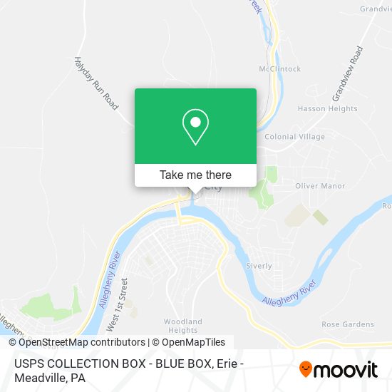 USPS COLLECTION BOX - BLUE BOX map