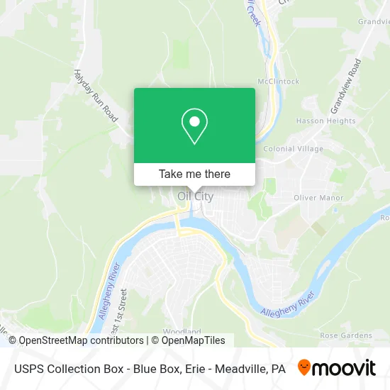 USPS Collection Box - Blue Box map