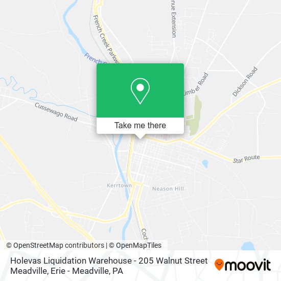 Mapa de Holevas Liquidation Warehouse - 205 Walnut Street Meadville