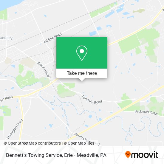 Bennett's Towing Service map