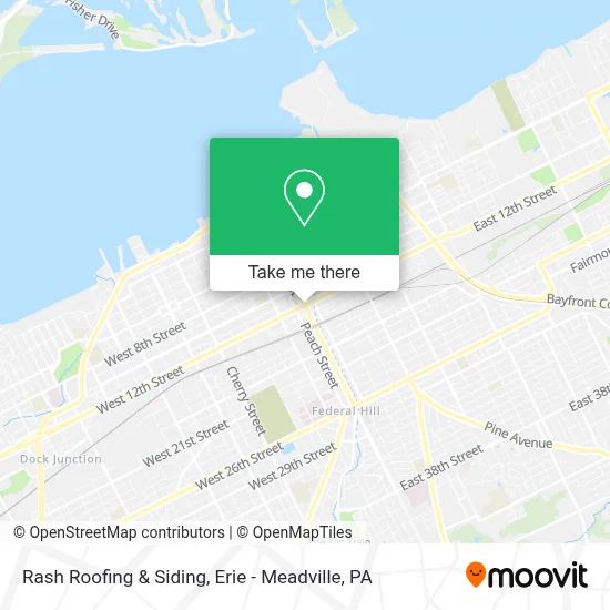 Rash Roofing & Siding map