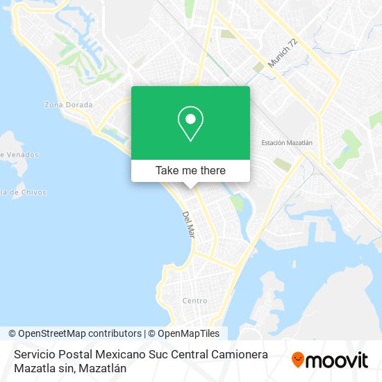 Mapa de Servicio Postal Mexicano Suc Central Camionera Mazatla sin