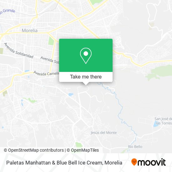 Mapa de Paletas Manhattan & Blue Bell Ice Cream