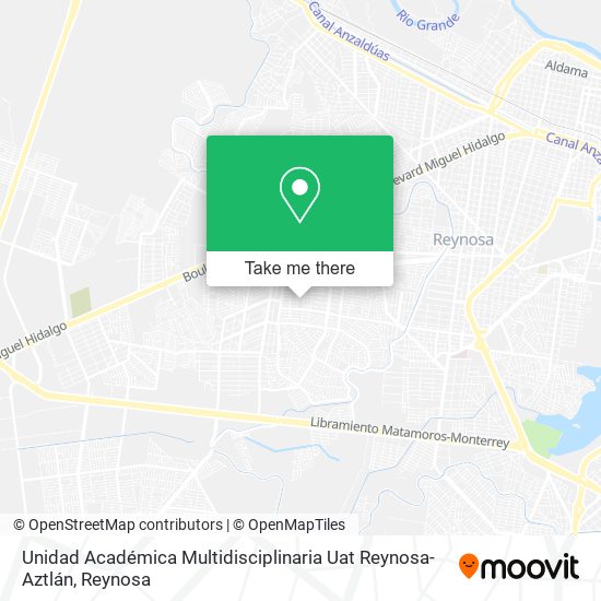 Mapa de Unidad Académica Multidisciplinaria Uat Reynosa-Aztlán