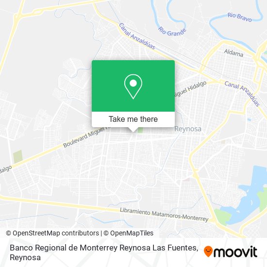 Banco Regional de Monterrey Reynosa Las Fuentes map