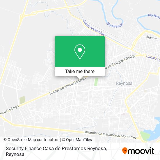 Mapa de Security Finance Casa de Prestamos Reynosa